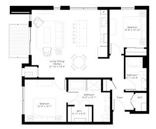 A black and white floor plan of a house with labeled rooms and dimensions.