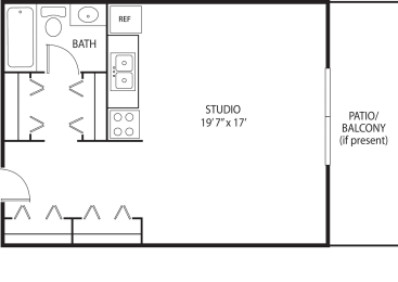Studio 1 bath Floor Plan D at Axon Green, Minneapolis, MN, 55416