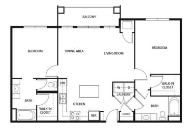 Floor Plan  Evans Meadows Apartments in Elk River, MN 2 Bedroom 2 Bath