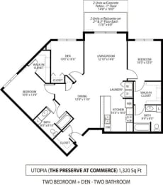 Floor Plan  The Preserve at Commerce Apartments in Rogers, MN 2 Bedroom 2 Bath Plus Den