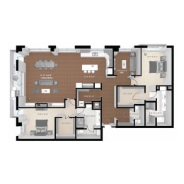 the retreat 3 bedroom floor plan layout with baths 4096 sq ft at Expo, Minneapolis