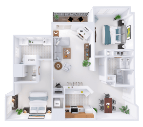 a floor plan of a house with bedrooms and a living room