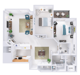 a 3d rendering of a floor plan of a house