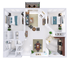 a floor plan of a house with a bedroom and a living room