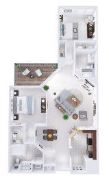 a 3d rendering of a floor plan of a house