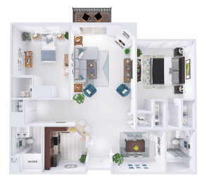 a floor plan of a house with a bedroom and a living room