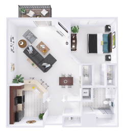 a floor plan of a house with a bedroom and a living room