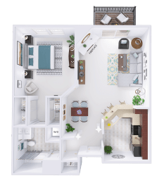 a floor plan of a house with a bedroom and a living room