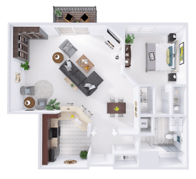 a floor plan of a house with a bedroom and a living room