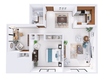  Floor Plan 1 Bed, 1 Bath + Den Lower (E)