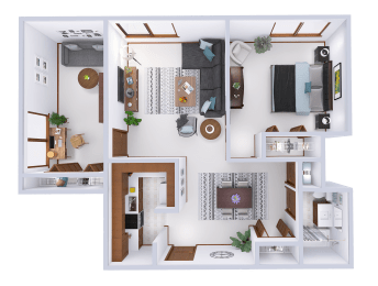  Floor Plan 1 Bed, 1 Bath + Den Lower (F)
