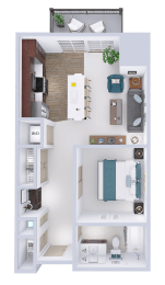 a floor plan of a house with a bedroom and a living room