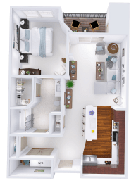 a floor plan of a house with a bedroom and a living room