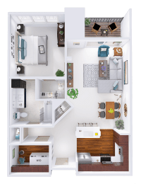 a floor plan of a house with a bedroom and a living room