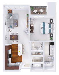 a floor plan of a house with a bedroom and a living room