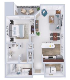  Floor Plan CrossTown - B5 - 1 Bed - 1 Bath
