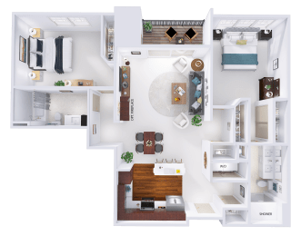 a 3d rendering of a floor plan of a house