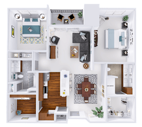 a floor plan of a house with a bedroom and a living room