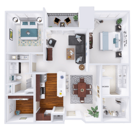 a floor plan of a house with a bedroom and a living room