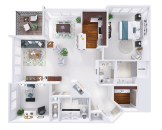 a 3d rendering of a floor plan of a house