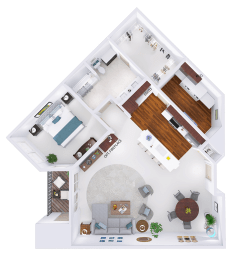a 3d drawing of a floor plan of a house