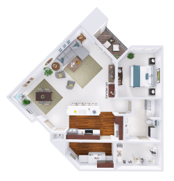 a floor plan of a house with a bedroom and a bathroom