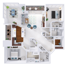 a 3d rendering of a floor plan of a house
