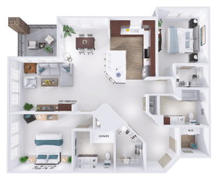 a floor plan of a house with a bedroom and a living room