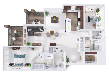 a 3d rendering of a floor plan of a house