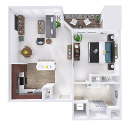 a floor plan of a house with a bedroom and a living room