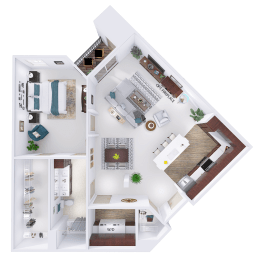 a floor plan of a house with a bedroom and a living room