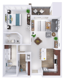  Floor Plan CrossTown - H4 - 1 Bed - 1 Bath
