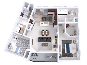 a 3d floor plan of a house