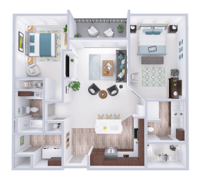 a floor plan of a house with a bedroom and a living room