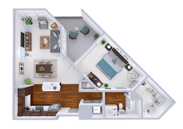 a floor plan of a house with a bedroom and a living room
