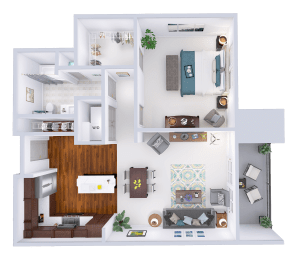 a floor plan of a house with a bedroom and a living room