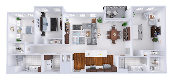 a floor plan of a house with a bedroom and a living room