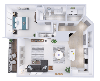 a floor plan of a house with a bedroom and a living room