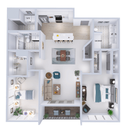 a 3d drawing of a floor plan of a house