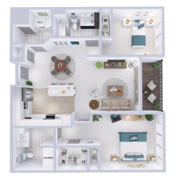 a 3d rendering of a floor plan of a house