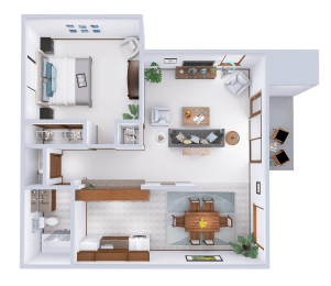 a floor plan of a house with a bedroom and a living room
