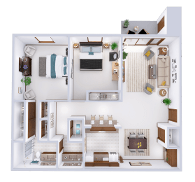 a floor plan of a house with a bedroom and a living room