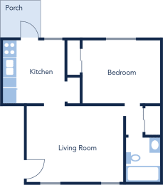 700 Square-Feet 1 bed 1 bath floor plan at The Flats at Seminole Heights, Florida