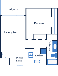 One Bedroom Biago Floorplan at The Residences at Soho in Tampa, FL