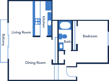 One Bedroom Cordova Floorplan at The Residences at Soho in Tampa, FL