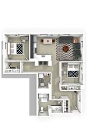 A floor plan of a small apartment with a kitchen, living room, and bathroom.