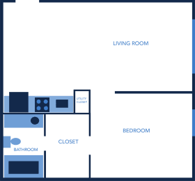 One bedroom, One Bathroom, 605 Sq Ft Apartment Home at Captiva Club Apartments in Tampa, Florida