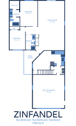 2 bed 2 bath C Zinfandel Floor Plan at CenterPointe Apartments and Townhomes in Canandaigua NY 14424