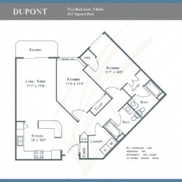 Floor Plan  a floor plan for a condo with two bedrooms and two baths