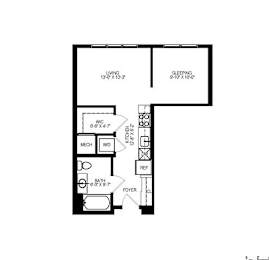  Floor Plan CR-1S2 | Studio | 1 Bath